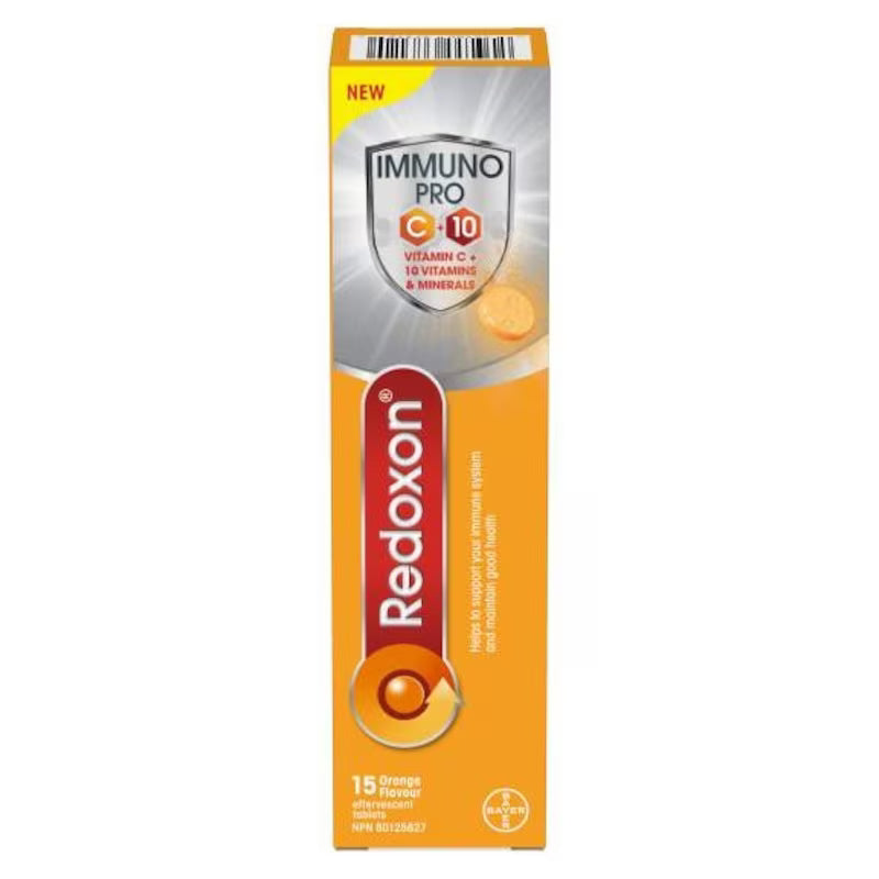 Redoxon Immuno Pro C10 supplement packaging on a white background - okotoks hc pharmacy
