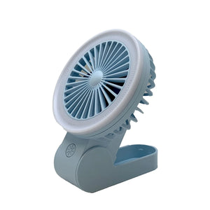 Portable fan with a blue and gray design on a white background - okotoks hc pharmacy