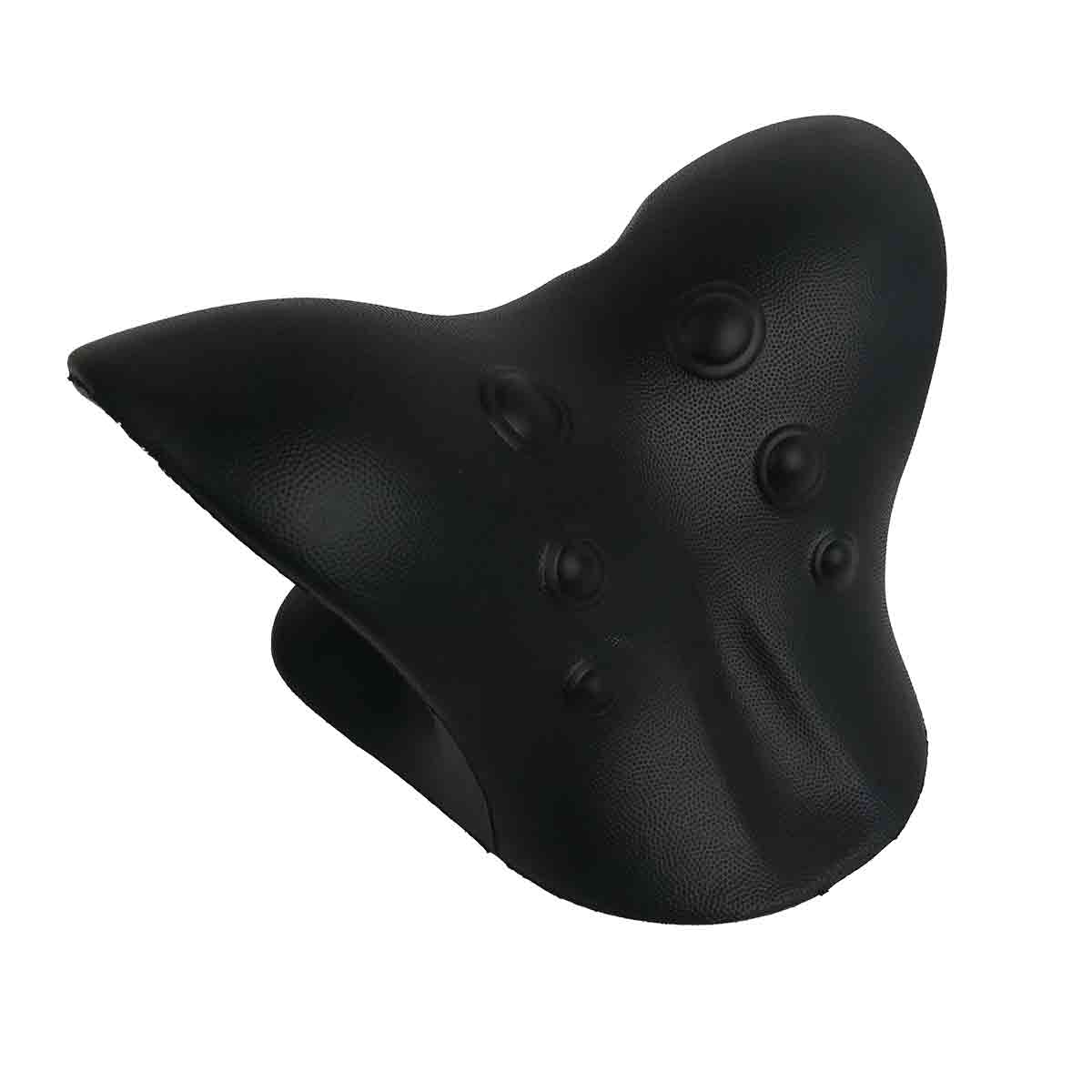 A black textured bicycle saddle with raised circular knuckle rests, shown on a plain white background. - okotoks hc pharmacy