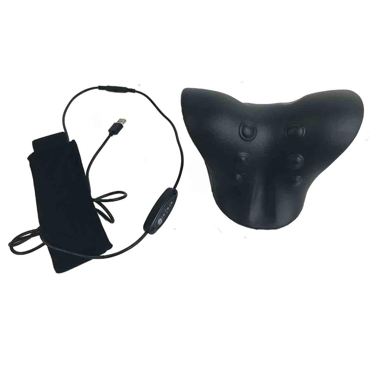 Black motorcycle helmet grip pad with an attached black cable, control module, and fabric sleeve, shown on a plain white background. - okotoks hc pharmacy