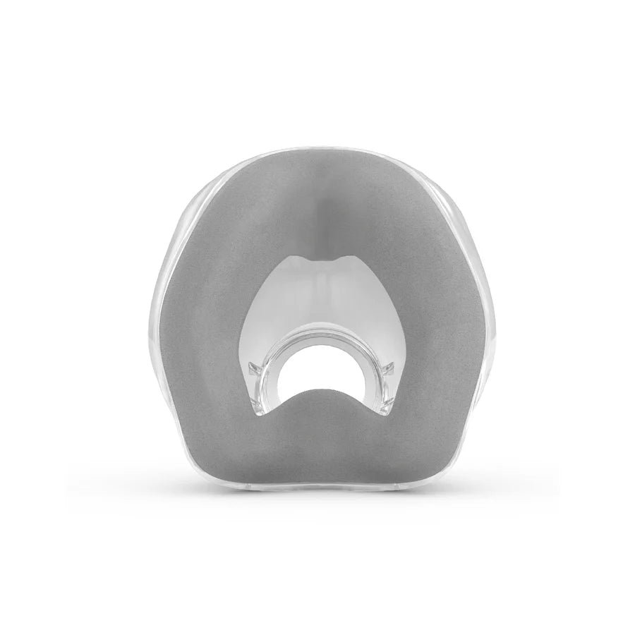A clear dental mouthpiece with a gray silicone or rubber outer collar, shown from a top-down view on a white background. - okotoks hc pharmacy