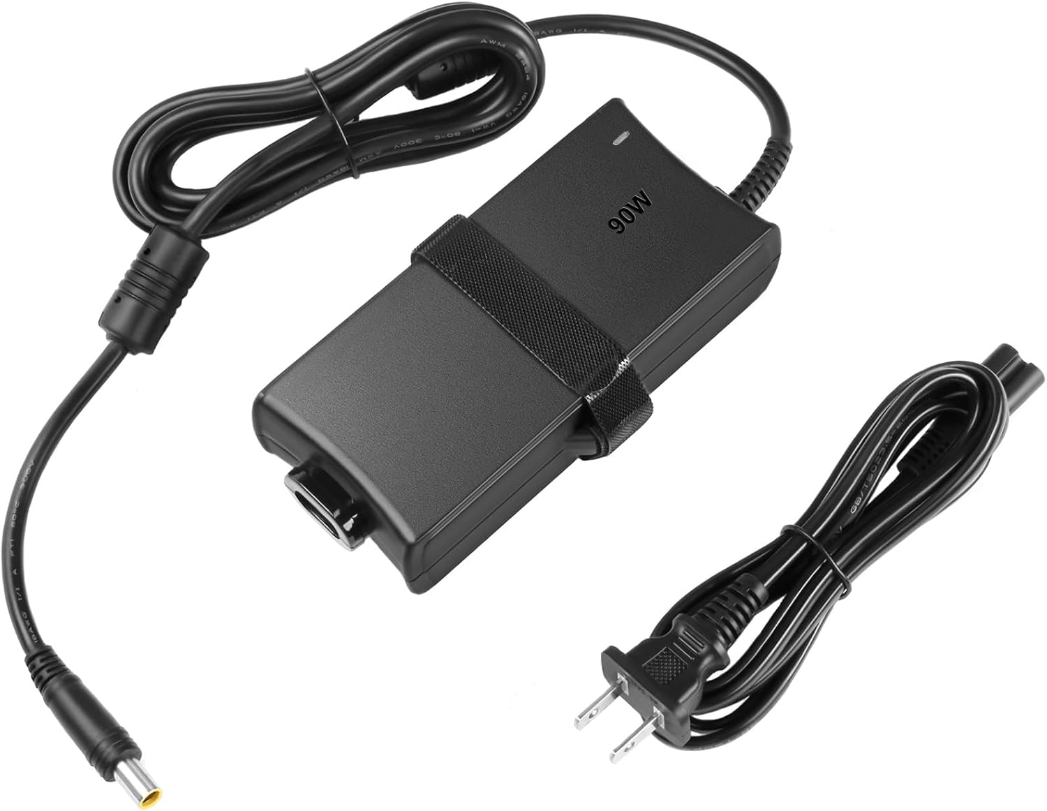 A black 90W cpap machine power adapter with a coiled cable, a power plug, and a barrel connector, shown on a plain white background. - okotoks hc pharmacy