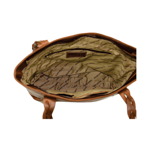 Open leather bag with visible brand name on a white background - okotoks hc pharmacy