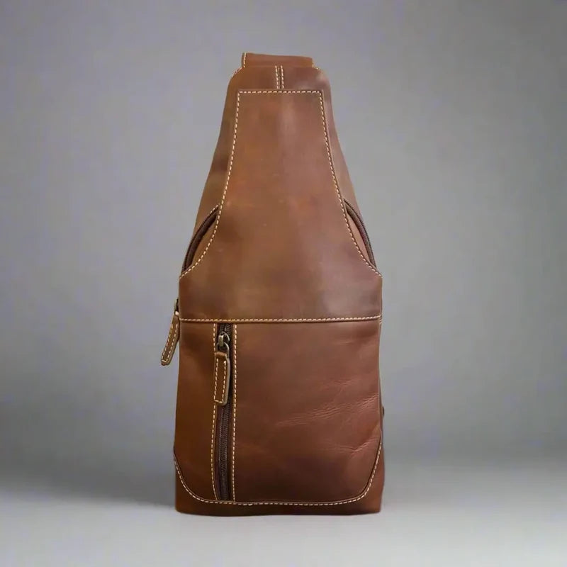 Rugged Earth Leather Sling Bag Backpack brown - okotoks hc pharmacy