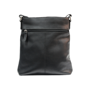 Black leather crossbody bag on a white background - okotoks hc pharmacy