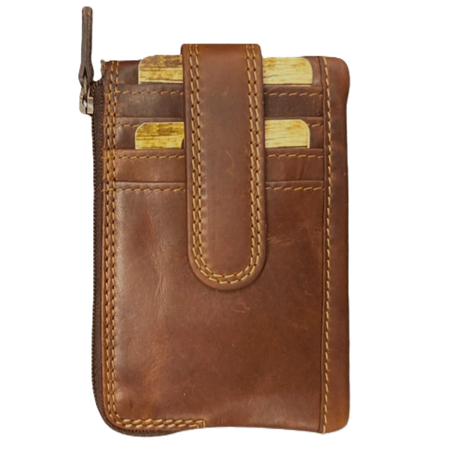 Rugged Earth Slim Leather Card Wallet brown - okotoks hc pharmacy