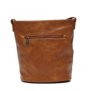 Brown leather bag with a zipper on a white background - okotoks hc pharmacy