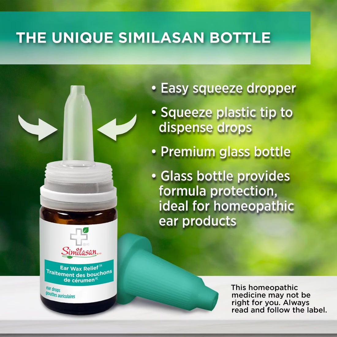 Similasan bottle with features highlighted on a green blurred background - okotoks hc pharmacy