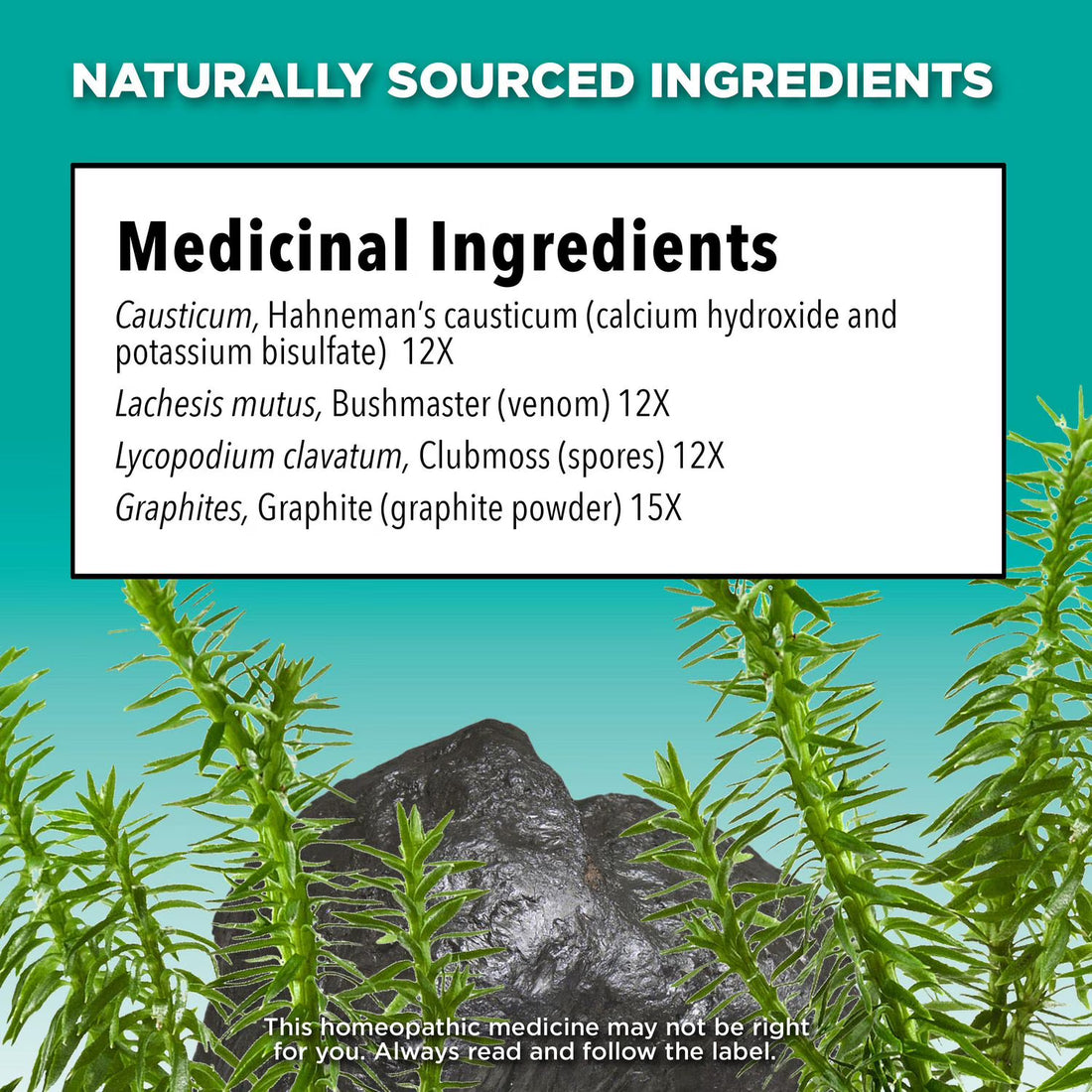 List of medicinal ingredients with a natural background and text about homeopathic medicine. - okotoks hc pharmacy