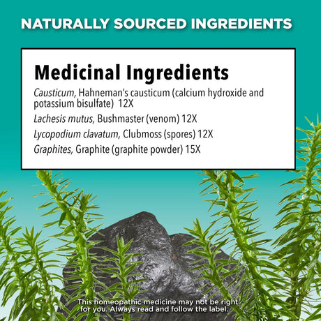 List of medicinal ingredients with a natural background and text about homeopathic medicine. - okotoks hc pharmacy