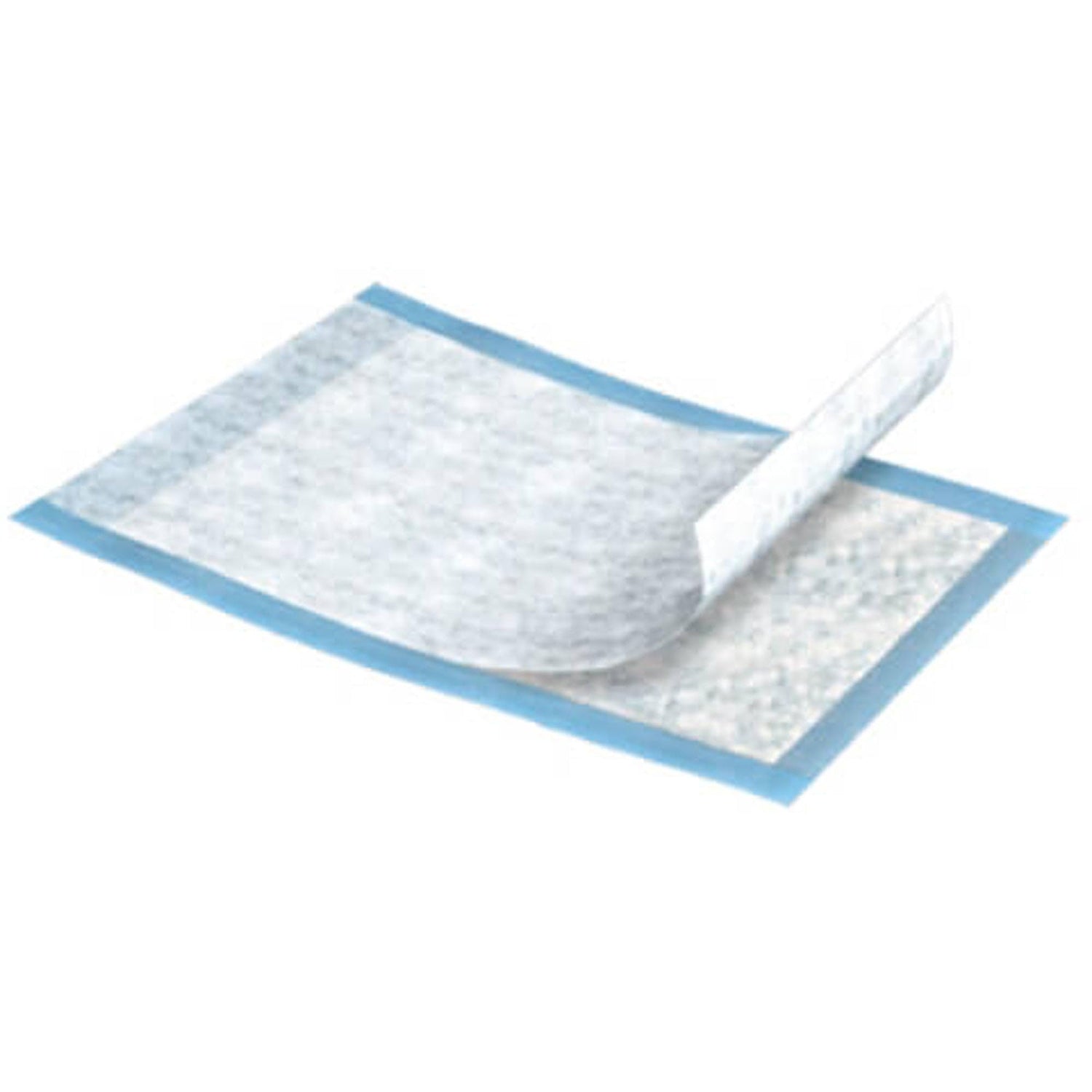 Disposable underpad with blue border on a white background - okotoks hc pharmacy