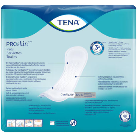 TENA ProSkin pads packaging with product details and branding. - okotoks hc pharmacy