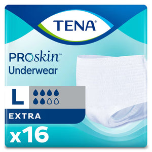TENA ProSkin Underwear package for extra size with 12 pieces on a blue background - okotoks hc pharmacy