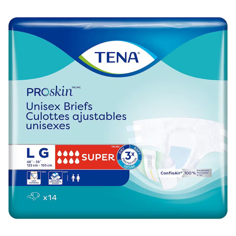 TENA ProSkin unisex briefs packaging on a white background - okotoks hc pharmacy