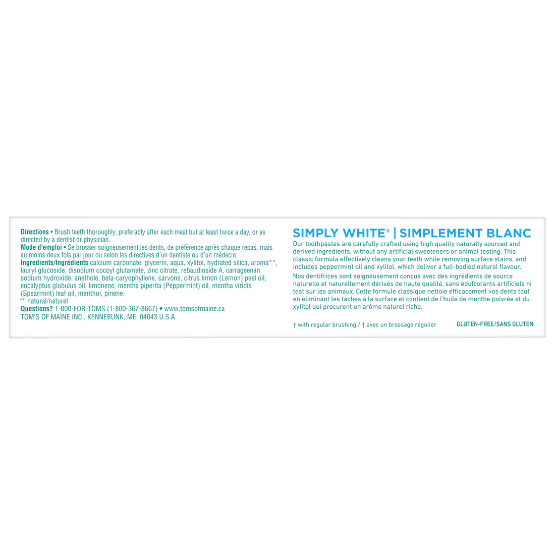 Tom's of Maine Simply White Peppermint Natural Fluoride-Free Toothpaste - okotoks hc pharmacy