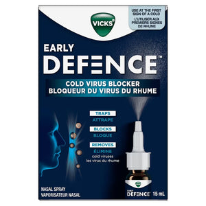Vicks Early Defence nasal spray packaging on a white background - okotoks hc pharmacy