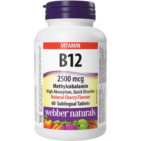 Vitamin B12 supplement bottle with label on a white background - okotoks hc pharmacy