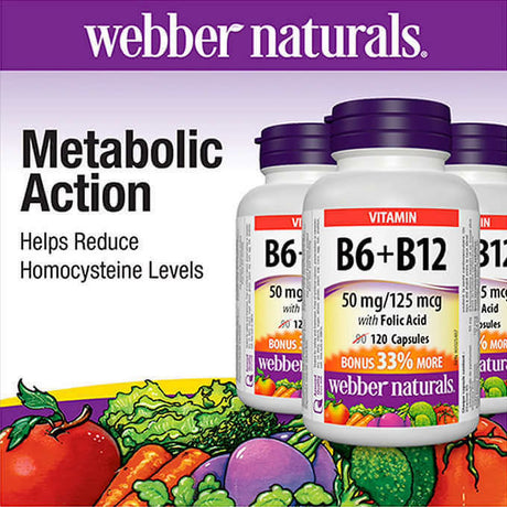 Webber Naturals vitamin bottles with vegetables on a colorful background - okotoks hc pharmacy