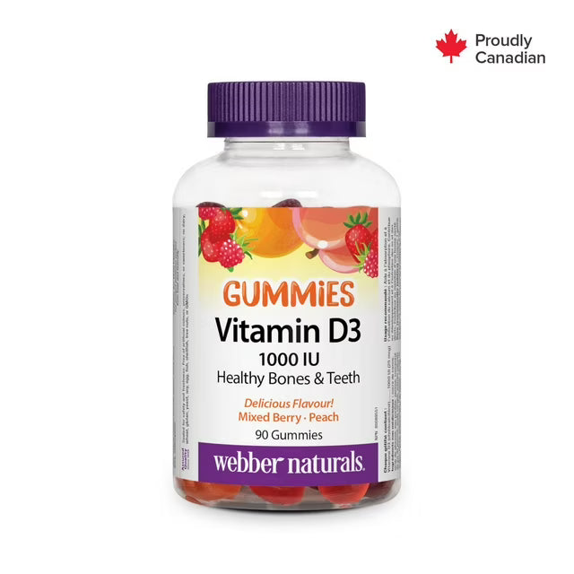 Webber Naturals Vitamin D3 Mixed Berry Peach Gummies 1000IU 90 - okotoks hc pharmacy