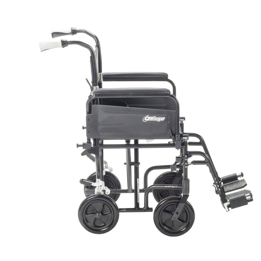 Black wheelchair with armrests and footrests on a white background - okotoks hc pharmacy