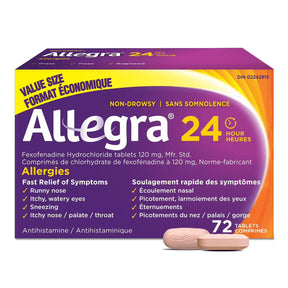 Allegra 24 hour allergy relief 120mg 72 tablets - Okotoks HC Pharmacy