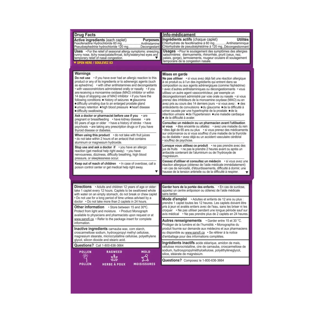 Allegra-D Allergy Symptoms + Nasal Congestion Relief - 30 Caplets - okotoks hc pharmacy