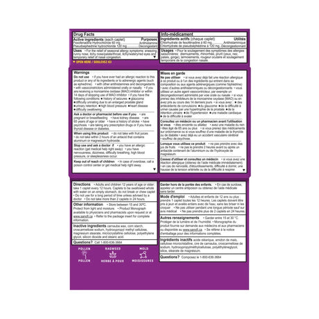 Allegra-D Allergy Symptoms + Nasal Congestion Relief - 30 Caplets - okotoks hc pharmacy