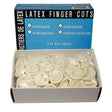 Box of latex finger cots with a blue label on top - okotoks hc pharmacy