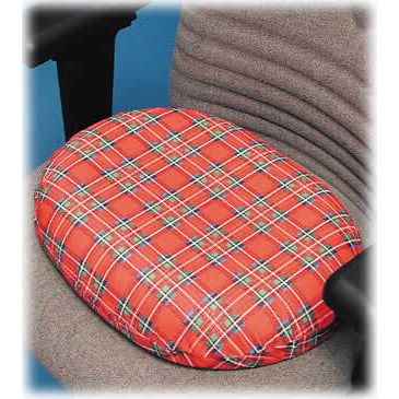 Plaid patterned seat cushion on a chair - okotoks hc pharmacy