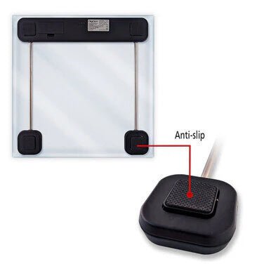 scale with black anti-slip pads on a white background - okotoks hc pharmacy