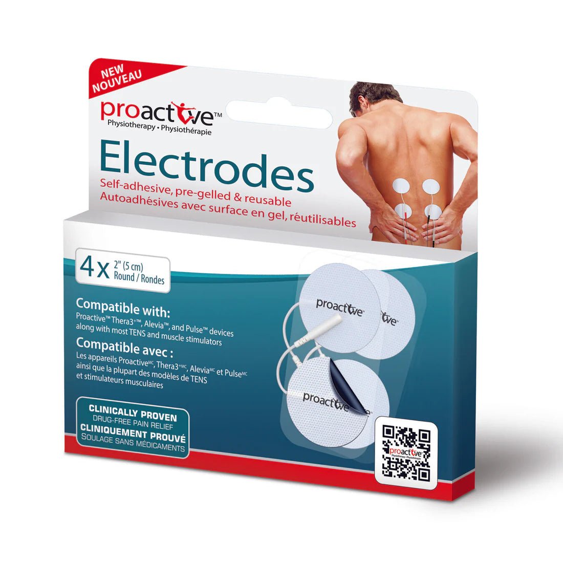 Proactive electrodes packaging with a person wearing electrodes on their back. - okotoks hc pharmacy