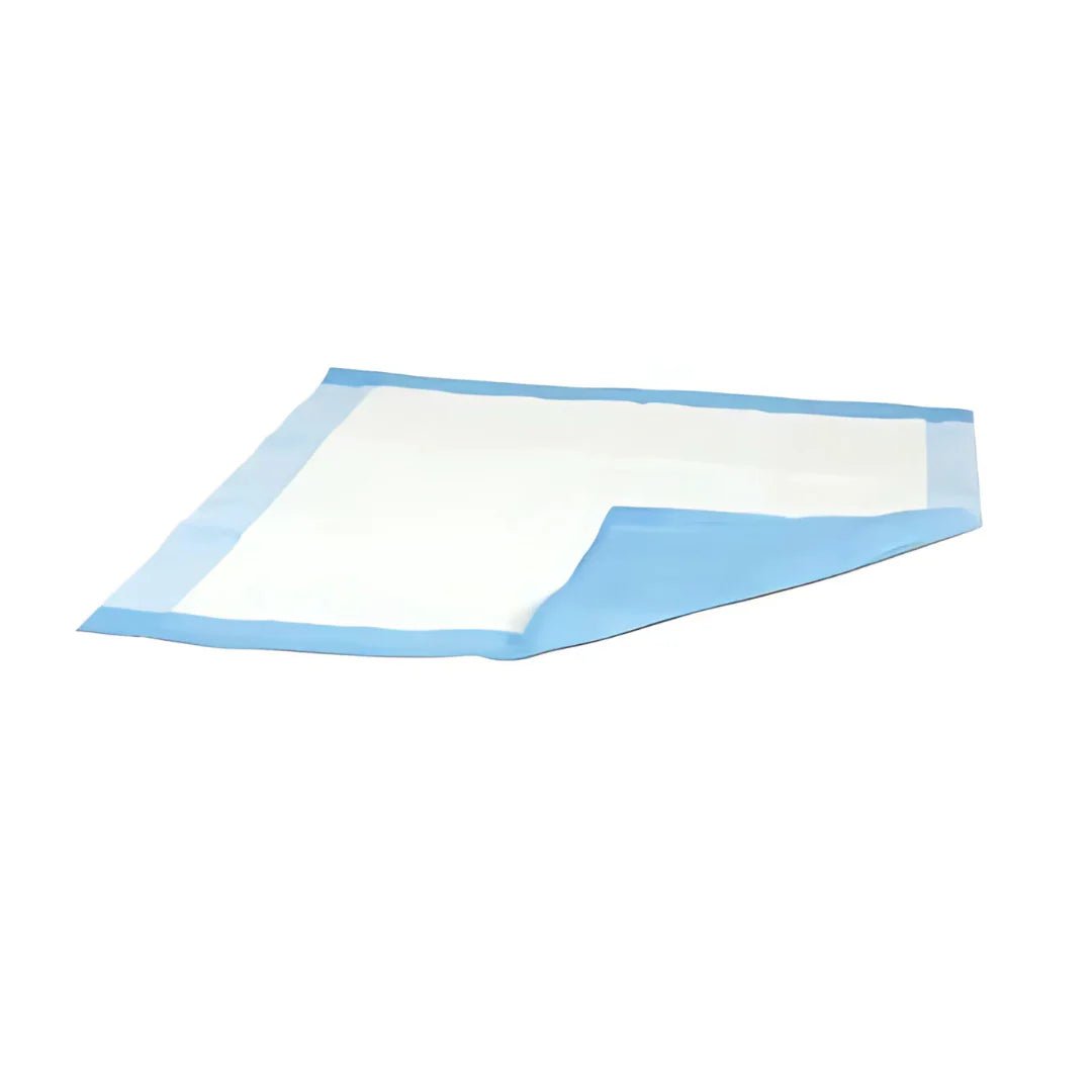 White absorbent pad with blue border on a white background - okotoks hc pharmacy