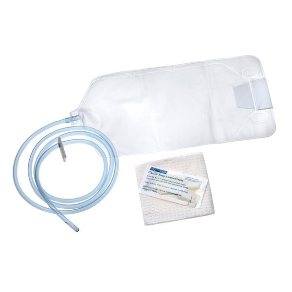White enema bag with hose and packaging on a white background - okotoks hc pharmacy