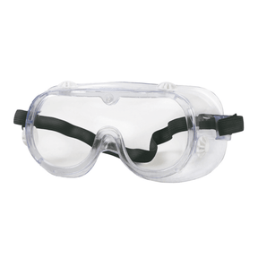 Clear safety goggles with black straps on a white background - okotoks hc pharmacy