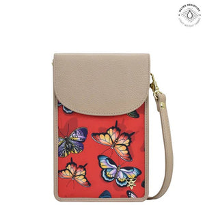 Anuschka cell phone wallet crossbody red butterfly - Okotoks HC Pharmacy