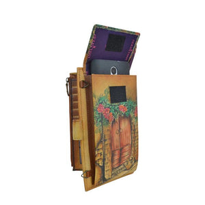 Phone case with wooden door design on a white background - okotoks hc pharmacy
