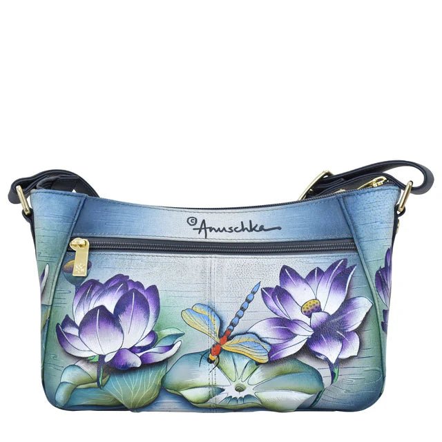 Handbag with floral and dragonfly design on a white background - okotoks hc pharmacy