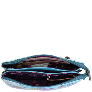 Anuschka leather handbag crossbody jardin bleu - Okotoks HC Pharmacy