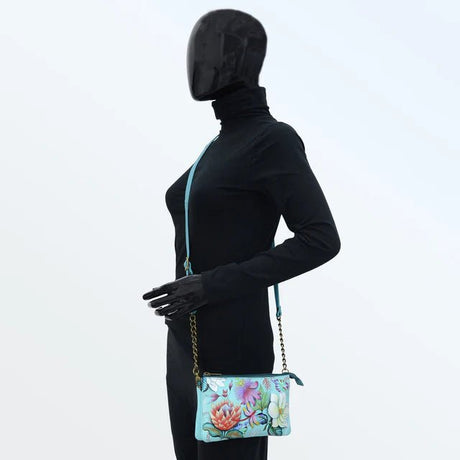 Anuschka leather handbag crossbody jardin bleu - Okotoks HC Pharmacy