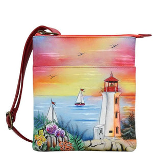 Anuschka leather handbag triple compartment lighthouse - Okotoks HC Pharmacy