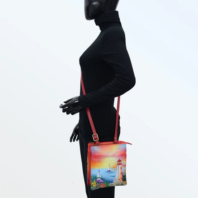 Anuschka leather handbag triple compartment lighthouse - Okotoks HC Pharmacy