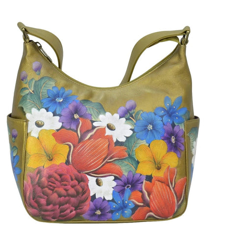 Anuschka Leather printed Hobo Gold Floral Handbag 382-DRF okotoks hc pharmacy