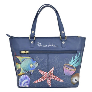Anuschka leather Printed Medium Tote  693-MSR backside okotoks hc pharmacy