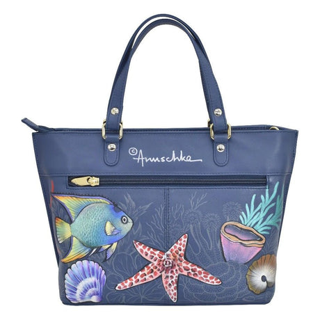 Anuschka leather Printed Medium Tote  693-MSR backside okotoks hc pharmacy
