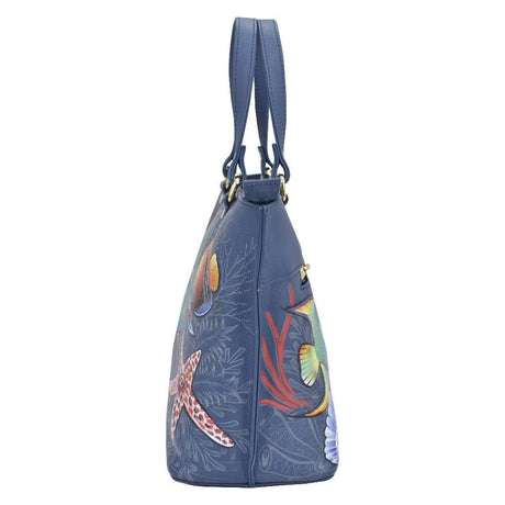 Anuschka leather Printed Medium Tote  693-MSR sideview okotoks hc pharmacy
