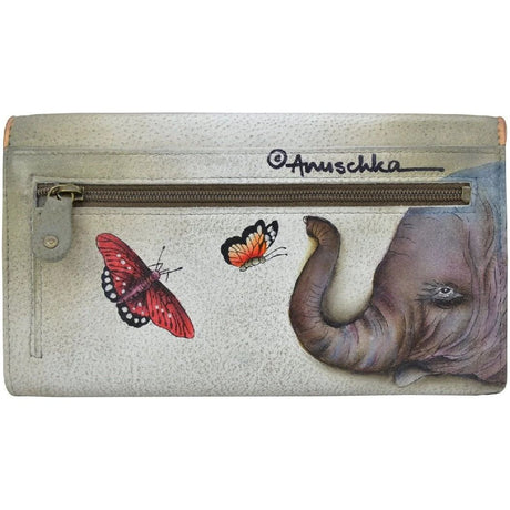 Anuschka Leather Three Fold Wallet Elephant- 1043-GTG backview okotoks hc pharmacy