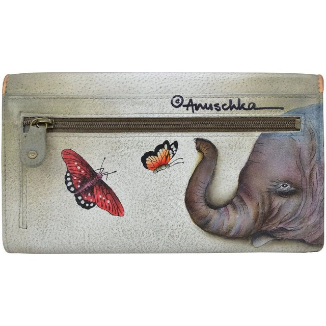 Anuschka Leather Three Fold Wallet Elephant- 1043-GTG backview okotoks hc pharmacy