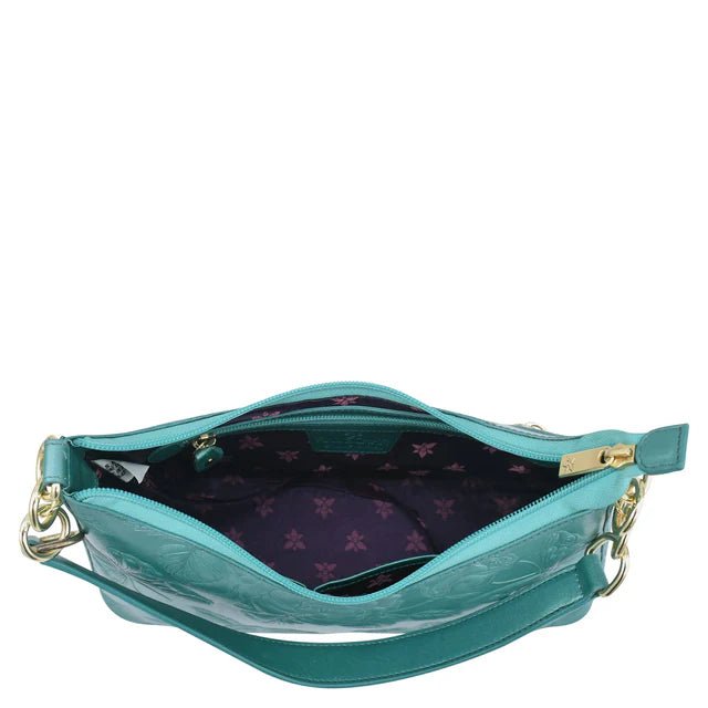 Anuschka Leather Zip-Top Shoulder Hobo 707-TLR-TEL - okotoks hc pharmacy