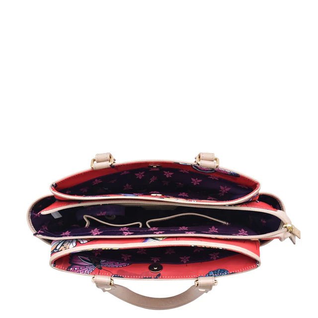 Anuschka multi compartment satchel nylon red butterfly - Okotoks HC Pharmacy