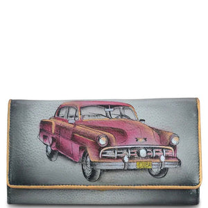 Wallet with a vintage car design on a white background - okotoks hc pharmacy